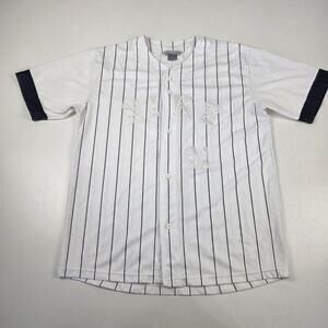 Vtg Y2k Nike Jersey Shirt Mens Extra Large Pinstripe Button Up 31 Baseball‎ 90s